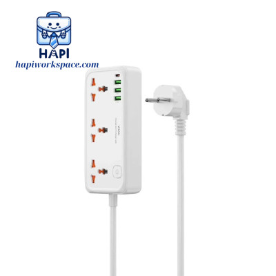 Ổ cắm điện đa năng hàng chính hãng WiWU Cube 30W 3A 1C và 3 ổ cắm GaN Wi-S005: Tương thích đa dạng chân cắm, có công tắc an toàn