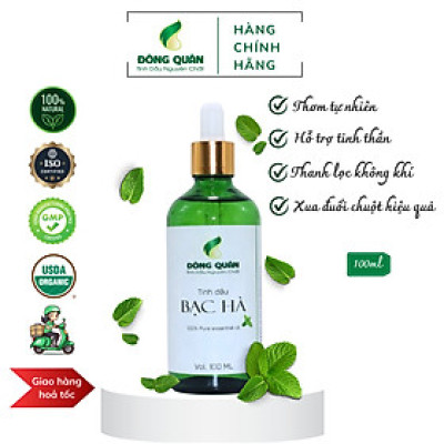 Tinh Dầu Xông Phòng Bạc Hà Nguyên Chất Đông Quân Có Tác Dụng Làm Thơm, Khử Mùi Hôi, Sảng Khoái Tinh Thần, Chống Say Xe 100ml/lọ