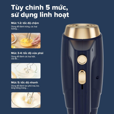 Máy đánh trứng SAMONO SW-THMB200 công suất 200W 5 tốc độ đánh - Hàng chính hãng