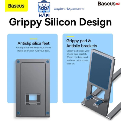 Giá đỡ kim loại xếp gọn hàng chính hãng Baseus BS-LVN012-GY cho điện thoại/tablet siêu mỏng