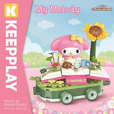 Đồ chơi - KEEPPLAY - 20831 Bộ đồ chơi xếp hình mô hình My Melody đi picnic ở vưởn hoa (KT 10.5x8x7.5cm)