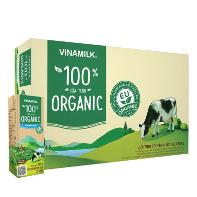 Thùng 48 Hộp Sữa Tươi Tiệt Trùng Vinamilk 100% Organic Không Đường 12 lốcx180ml-Mẫu mã mới