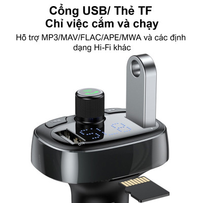 Tẩu sạc đa năng phát nhạc trên ô tô Baseus T Shaped S-09 Car Bluetooth MP3 Player - Hàng chính hãng