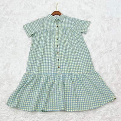 Đầm bầu karo cổ sơ mi phối nút phom đuôi cá dễ thương, trẻ trung diện đi làm, đi chơi