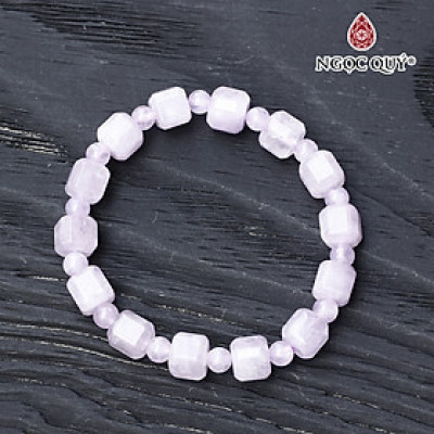 Vòng thạch anh tím ngọc lavender amethyst hạt vuông 8mm, hạt tròn 5mm mệnh hỏa. thổ - Ngọc Quý Gemstones