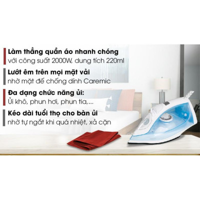 Bàn là hơi nước cầm tay Philips GC1740, công suất 2000W | Hàng Chính Hãng