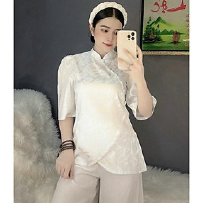 Đồ Lam Đi Chùa # Sẫm Tàu Vải Gấm Lá Cao Cấp