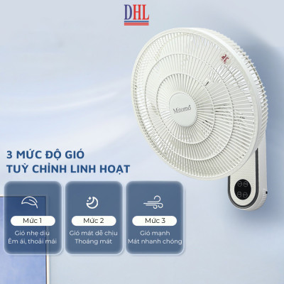 Quạt treo tường FTT-60AEC-D39W có remote, công suất 60W, hẹn giờ thông minh lên đến 12 tiếng - hàng chính hãng Bảo hành 2 năm
