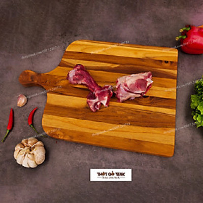Thớt Gỗ Teak Cao Cấp - Cắt Thái, Trang Trí - 35,5x32x1,9cm - VTC01 | HTX DAO PHÚC SEN