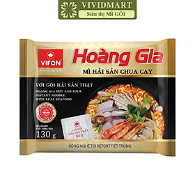 VIFON - Mì Hoàng Gia hương vị Hải Sản Chua Cay (có gói hải sản thật), Mì Hải sản Vifon Hoàng Gia (130g/gói)