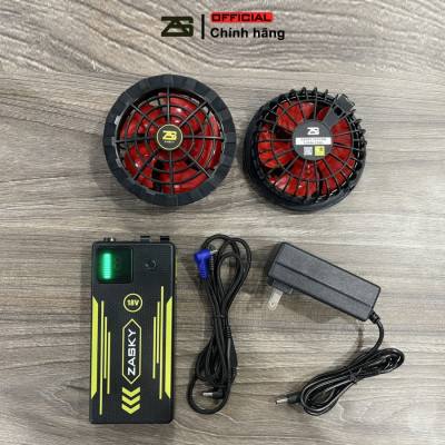 Bộ Phụ Kiện Áo Điều Hòa ZASKY Nhật Bản Cao Cấp, Dành Cho Người Lao Động Ngoài Trời Nắng Nóng, Quạt 12V Không Chổi Than, PIN 40.000mAh, BH 12 Tháng