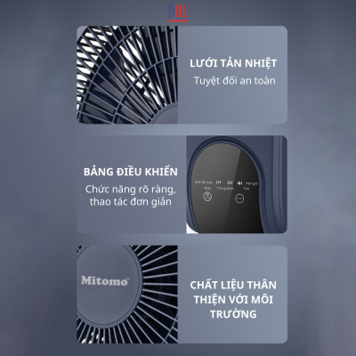 Quạt treo tường điện tử Mitomo FTT-60HE, sử dụng bạc đạn hoạt động siêu êm, công suất 60W mạnh mẽ - Hàng chính hãng