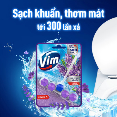 Combo 9 Vỉ Treo Tẩy Bồn Cầu Vim Power 5 Hương Oải Hương Sạch Khuẩn Thơm Mát 50G/Viên