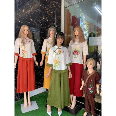 Đồ Lam Đi Chùa Lụa Vẽ Đài Loan