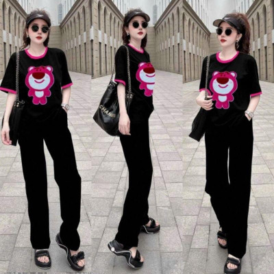 Sét đồ bộ nữ cao cấp quần ống suông kèm áo thêu hình siêu kute mẫu mới chất bao dep9ư r