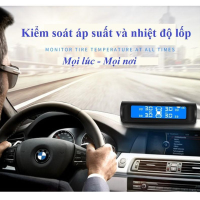 Cảm Biến Áp Suất Lốp TPMS, van ngoài,màn màu, Pin mặt trời 