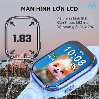 Đồng hồ Thông minh Trẻ em Gọi Video Chống nước Định vị Wifi Model AMA Watch D56 Hàng nhập khẩu