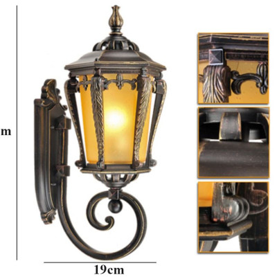 Đèn tường LIOME đồng kính cổ điển trang trí cột cổng, hành lang, ban công sang trọng - kèm bóng LED (821).