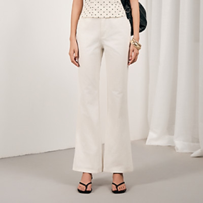 Quần ống loe trắng lưng cao basic phong cách Abigail Miều Est.2013