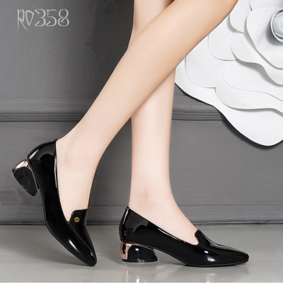 Giày búp bê nữ cao gót 2 phân hàng hiệu rosata đẹp hai màu đen đỏ ro358