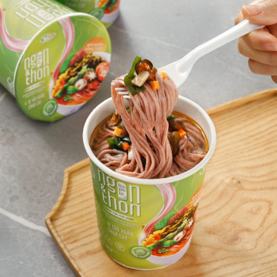 Thùng 12 bún tảo xoắn + 12 bún rau củ gạo lứt ăn liền NGON & THON eatclean giảm cân TÂM MINH FOODS