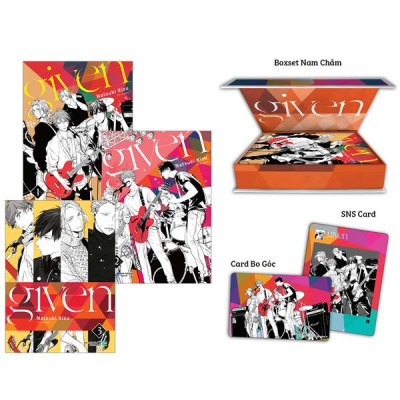 Sách - Bộ Manga - Given: Tập 1-3 (Bộ 3 Tập) - Bản Sưu Tầm - Tặng Kèm Boxset Nam Châm + Card Bo Góc + SNS Card