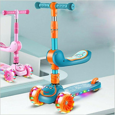 Xe Trượt Scooter Ghế Ngồi Có nhạc Có đèn kiêm xe chòi chân 2 trong 1.