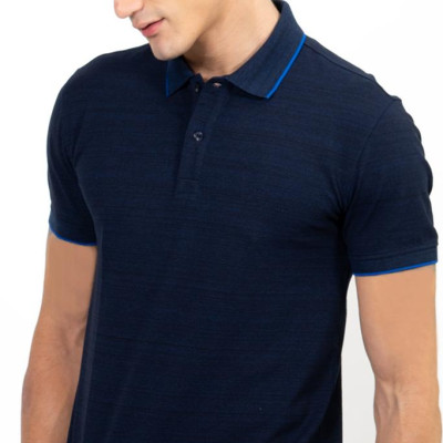 Áo Polo Nam Dệt Sọc Novelty NATMMDMCSR191194N - Xanh Đen