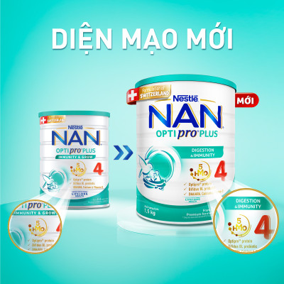 [Tặng Bình nước tuần lộc] Bộ 2 lon Sữa bột Nestlé NAN OPTIPRO PLUS 4 800g/lon với 5HMO Giúp tiêu hóa tốt + Tăng cường đề kháng - Bé 2-6 tuổi