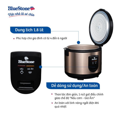 Nồi cơm điện Bluestone RCB-5519 1.8L - Bảo Hành điện tử 24 tháng - Hàng chính hãng