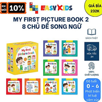 Bộ Sách - My First Picture Book 2 - Song Ngữ Anh Việt - Bìa Cứng 8 Chủ Đề Quét QR File Nghe