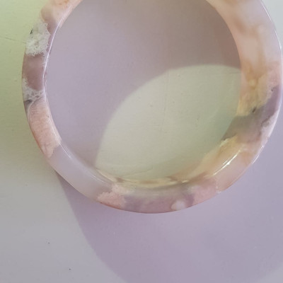 Vòng tay Nữ Mã Não Bản Vuông bông rau câu Ni 50mm x cao 13mm x dầy 5mm Nữ 45kg - 50kg đeo đẹp xinh tay lắm ạ