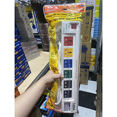 Ổ cắm Lioa 3 lỗ - 4 lỗ - 5 lỗ - 6 lỗ OFSSA2.5-2 có đồng hồ đo Ampe, công suất 3300W - Hàng chính hãng