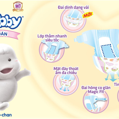 Combo 2 Gói Tã Bỉm DÁN Bobby đủ size S80/M76/L68/XL62/XXL56 miếng