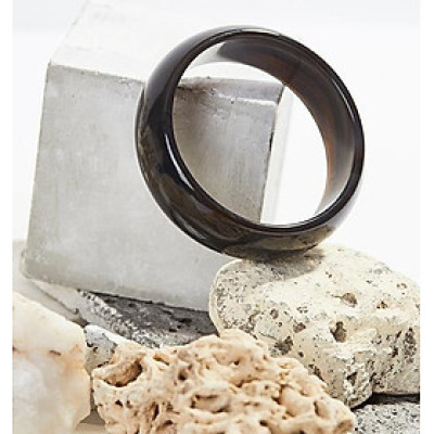 Vòng tay mã não đen bản hẹ dày 20mm mệnh thủy mộc - Ngọc Qúy Gemstones