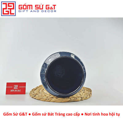 Lọ hoa men hỏa biến dáng chân voi vẽ sen Gốm Sứ G&T