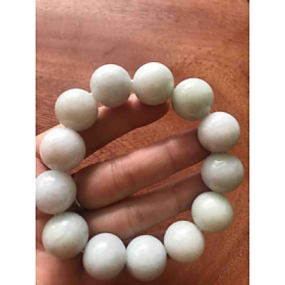 VÒNG TAY NAM 18LY ĐÁ CẨM THẠCH A MÀU TRẮNG TỰ NHIÊN NAM mạng MỘC HOẢ HỢP