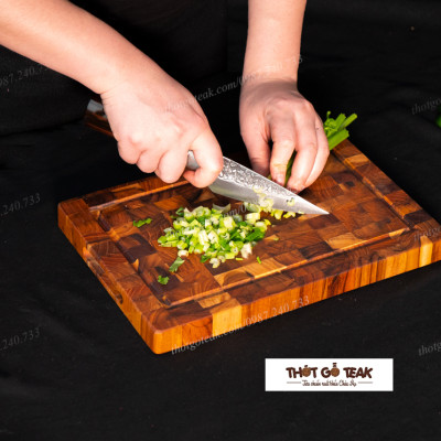 Thớt Gỗ Teak Cao Cấp - Cắt Thái, Trang Trí - 30x20x2,5cm - DC01 | HTX DAO PHÚC SEN