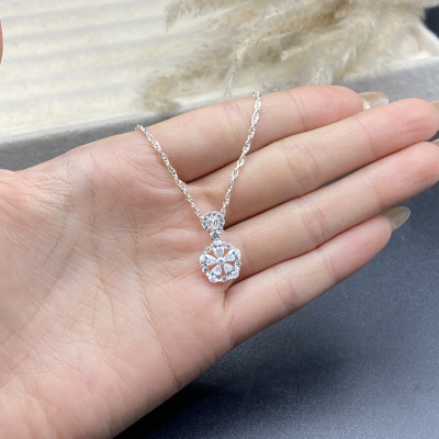 Dây Chuyền Bạc Nữ Dây Xoắn Kép Hoa 5 Cánh Bạc Hiểu Minh DMD559