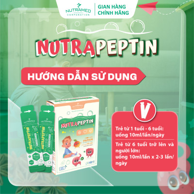 Gói uống Nutrapeptin hỗ trợ giảm đầy bụng, khó tiêu, tiêu hoá kém (10 gói) - Nutramed