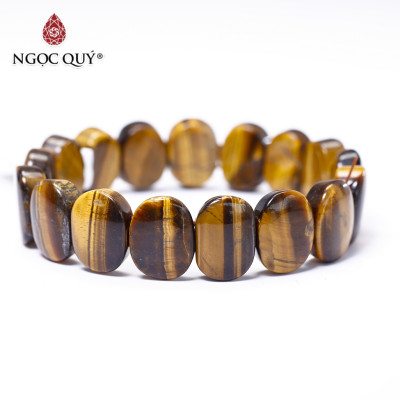 Vòng đá thạch anh mắt hổ vàng nâu bản 14.5x16mm mệnh thổ, kim - Ngọc Quý Gemstones