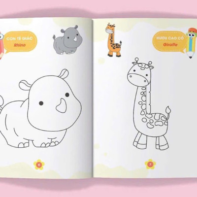 Sách- Combo Túi 8 cuốn Tập Tô màu Nhà Trẻ dành cho bé mầm non (Song ngữ Việt Anh)