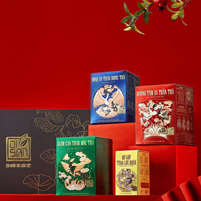 Hộp Quà Tặng Gồm 4 Sản Phẩm: Bổ Khí Tăng Lực Hoàn, Hỗ Trợ Giảm Cân Trà Thảo Mộc, Dưỡng Tâm An Thần Trà, Định Áp Thảo Dược Trà