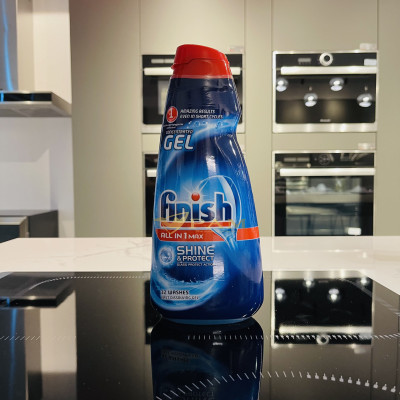 Combo Gel rửa bát Finish All in 1 Shine&Protect 650ml +Muối Finish 4kg + Nước làm bóng Finish 400ml hương chanh