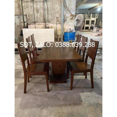 bàn  ăn mặt gỗ 6 ghế  1m6x80