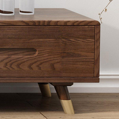 Kệ TV gỗ tự nhiên nguyên khối hình chữ nhật mặt kính 1m5, kệ tivi cao cấp LUX-KTV06