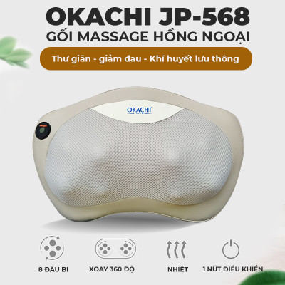 Gối massage hồng ngoại vai cổ lưng Shiatsu OKACHI JP-568
