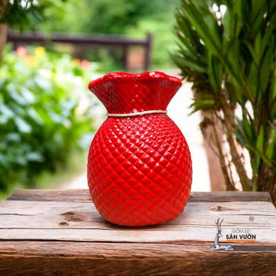 Bình Gốm Hình Túi Lộc Sơn Sơn Màu 18x13x27cm