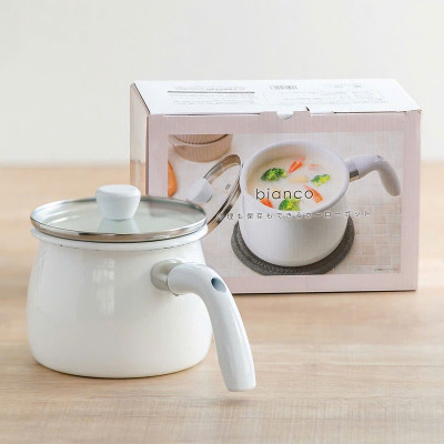 Nồi đa năng tráng men Pearl Metal Bianco 16cm (2.0L) - Hàng nhập khẩu Nhật Bản