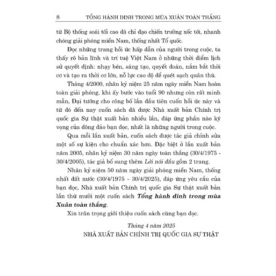 Sách - Tổng Hành Dinh Trong Mùa Xuân Toàn Thắng (Hồi Ức) - SBOOKS